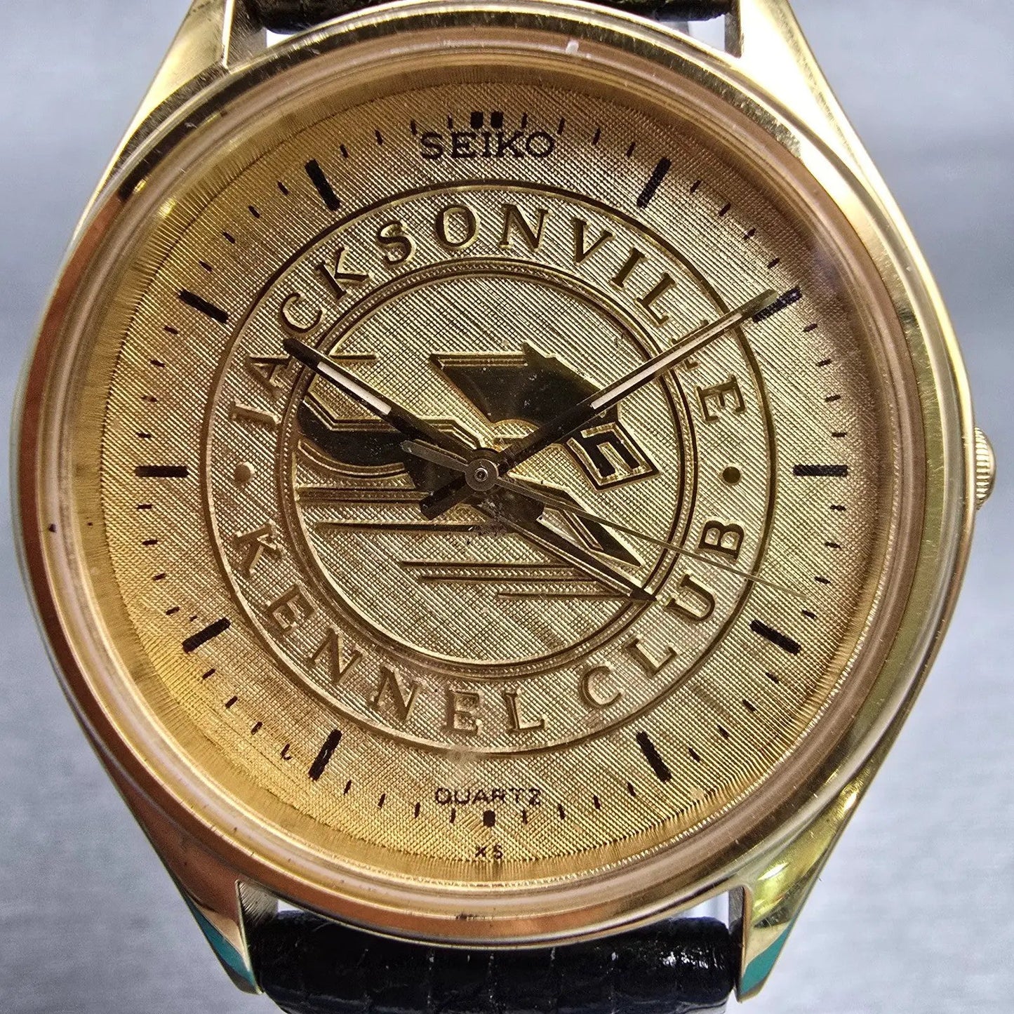 Seiko Watch Men 35mm Gold Dial Gold Tone Round 7N43-8A99 New Battery Vintage1