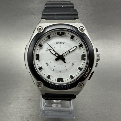 Casio Watch Men 44mm White Dial Black Tone Round MWC100H New Battery0