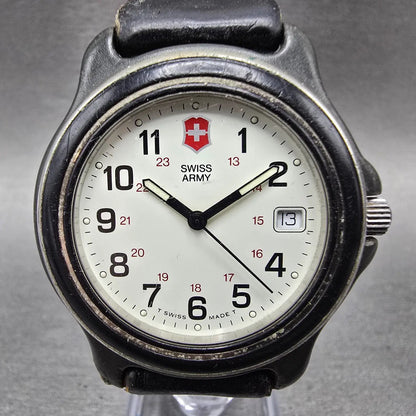 Victorinox Swiss Army Officer Watch Men 37mm White Dial Black Tone Date PARTS LP0