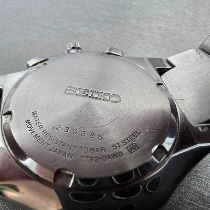Seiko Chronograph Watch Men 42mm Gray Dial Silver Tone Date 7T92-0AW0 NewBattery10