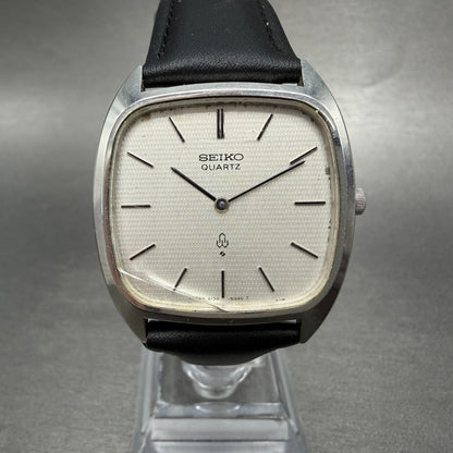Seiko Watch Men 33mm Silver Dial Silver Tone Rectangle 4130-5320 New Battery0