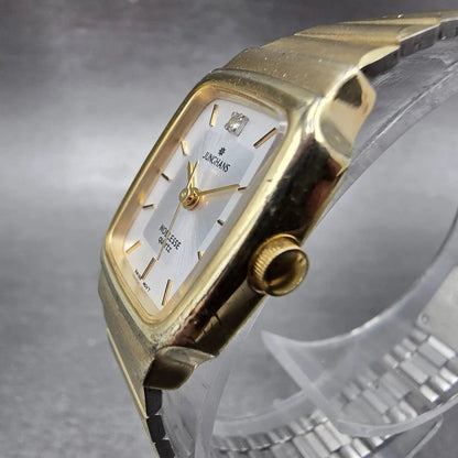 Junghans Noblesse Watch Women 19mm Silver Dial Gold Tone Rectangle New Battery2