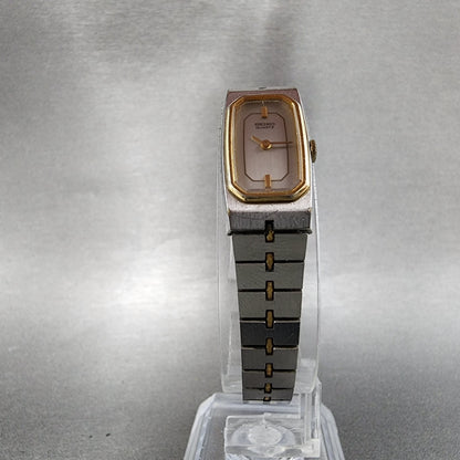 Seiko Tank Watch Women 14mm Silver Dial Two Tone 13206029 Rectangle New Battery5
