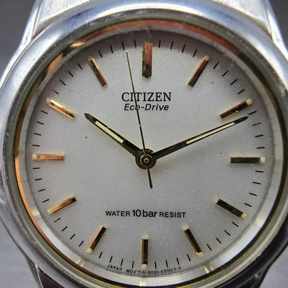 Citizen Eco-Drive Watch Men 36mm White Dial Two Tone Round E030-K16253 Works1