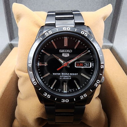 Seiko 5 Automatic 36mm Watch Men Black Dial Black Tone Daydate 7s2602t0 Runs1