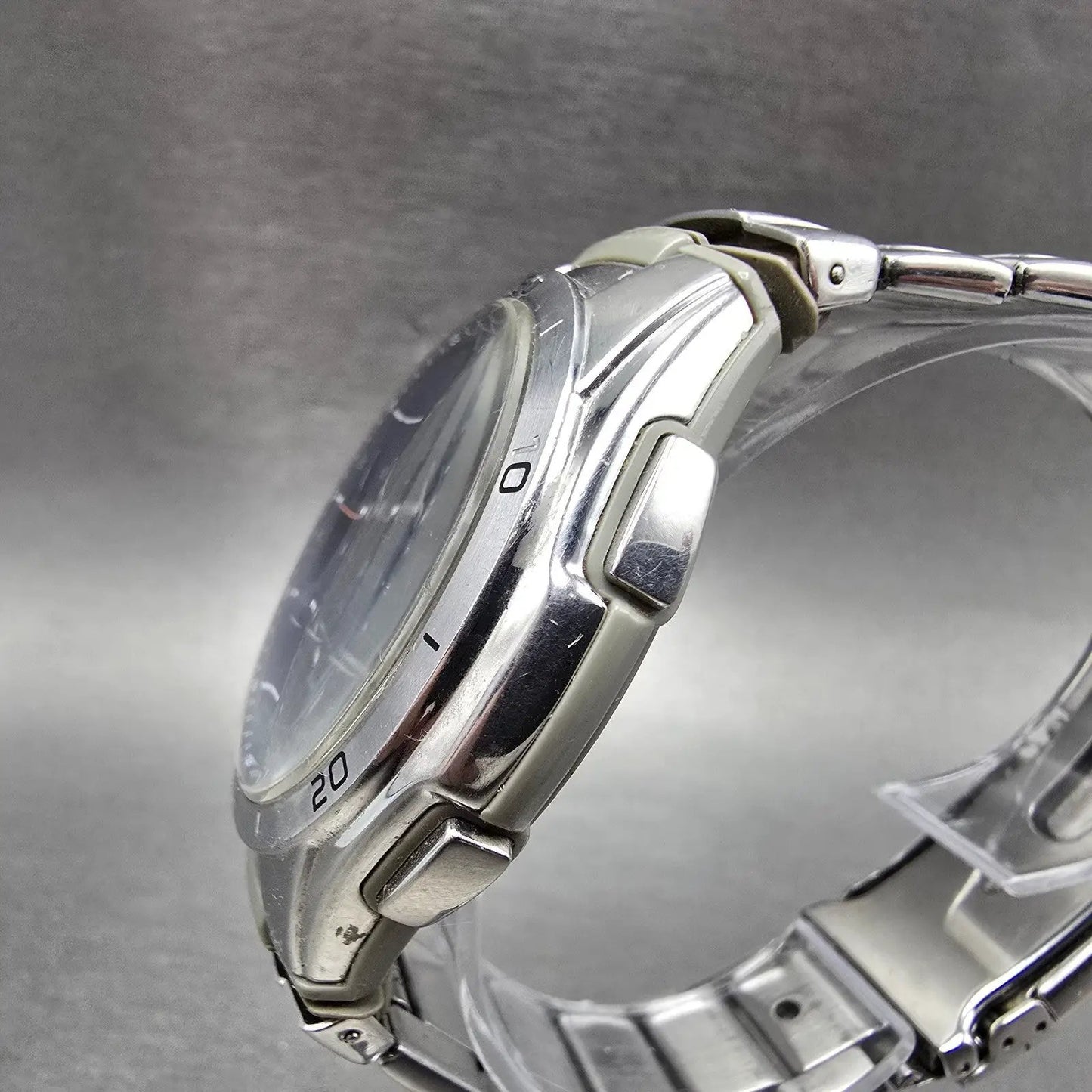 Casio Wave Ceptor Watch Men 43mm Blue Dial Silver Tone Solar Alarm Daydate Runs2