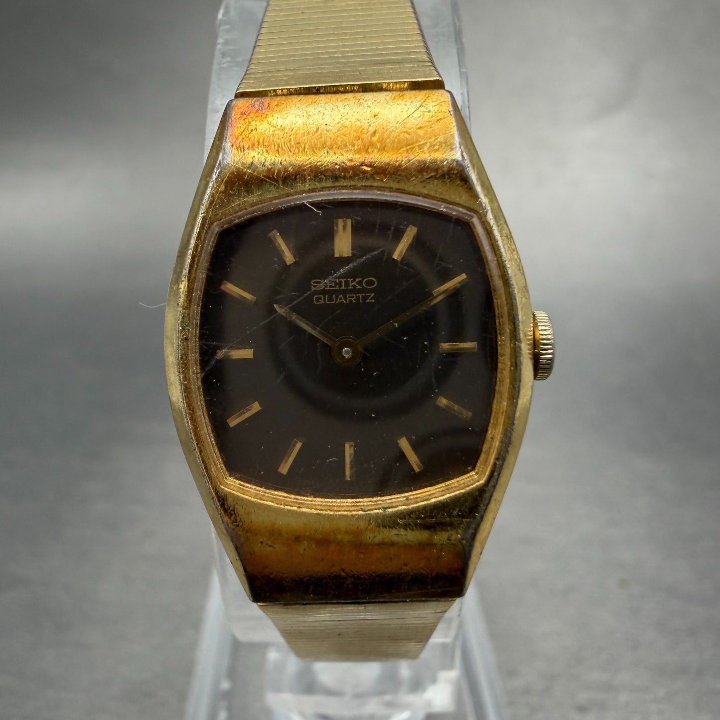 Seiko Watch Women 18mm Brown Dial Gold Tone 1400-8019 New Battery Vintage0
