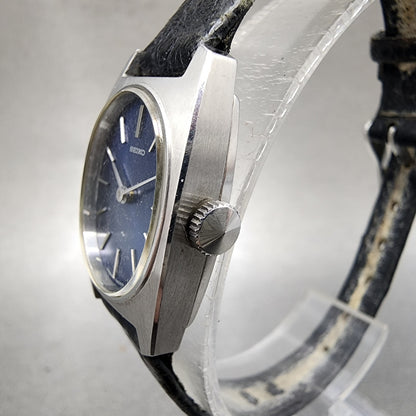Seiko Tank Watch Women 19mm Blue Dial Silver Tone Rectangle Manual 177070 Runs2