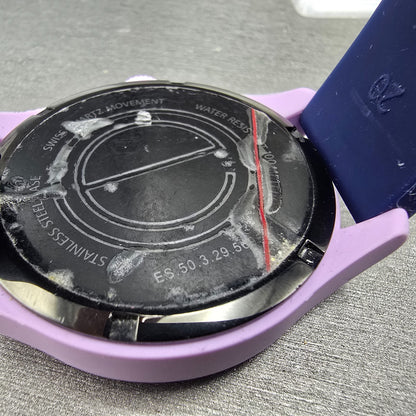 ESQ Movado One Watch Women 42mm Purple Dial Pink Date Round 07301433 New Battery9
