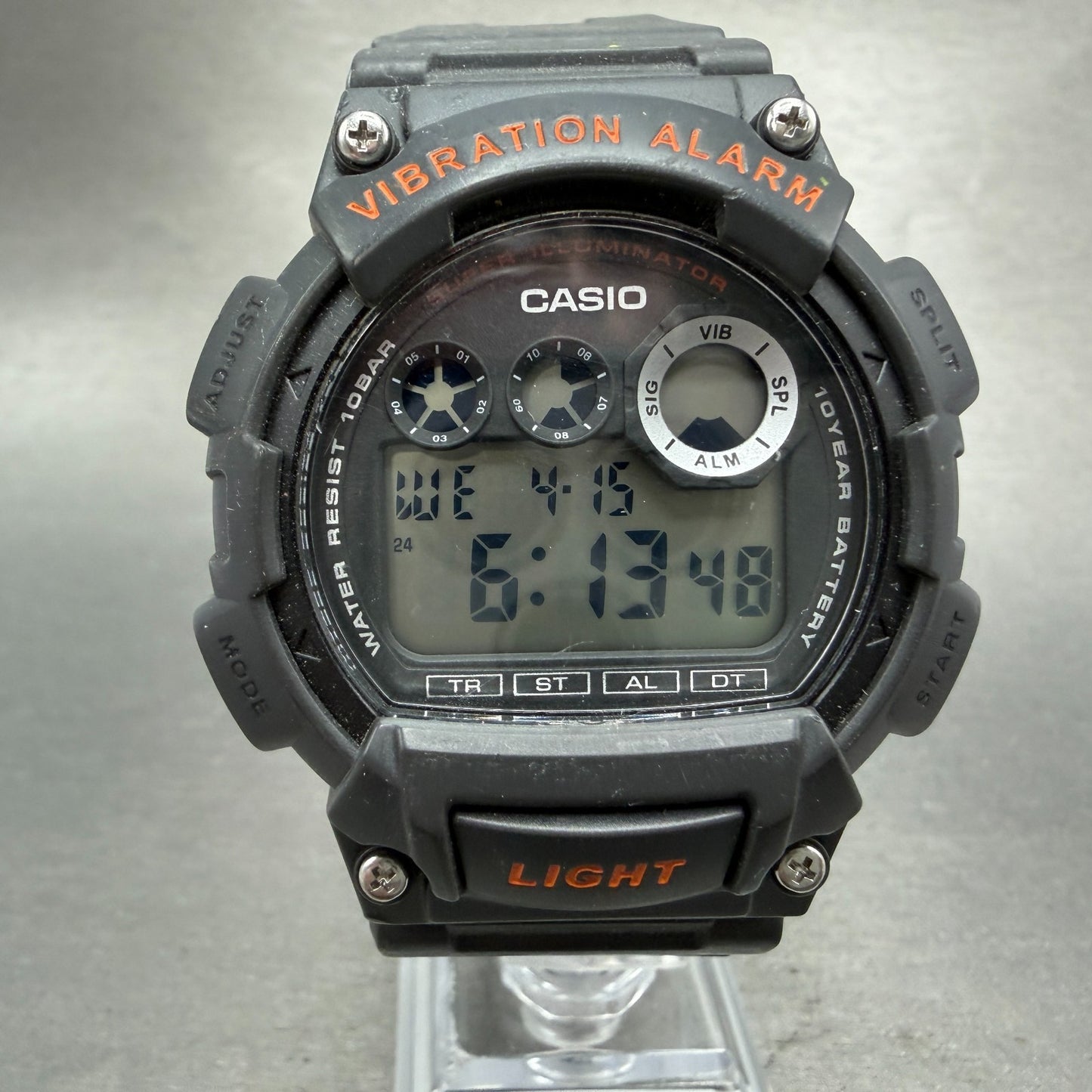 Casio W-735H Watch Men 45mm Digital Gray Vibration Alarm Chrono Date New Battery0