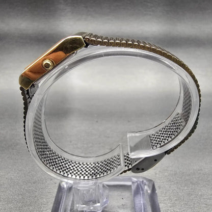 Seiko Watch Women 16mm Gold Dial Gold Tone Rectangle 1N01-5A00 New Battery VTG6