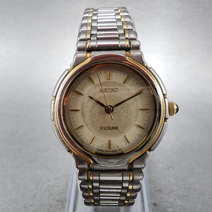 Seiko Exceline Watch Women 24mm Cream Dial Two Tone 3F310B20 New Battery Round1