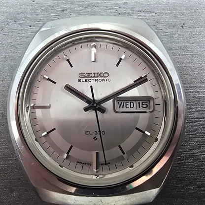 Seiko Electronic EL-370 Watch Men 39mm Silver Dial Steel Daydate 3703-8020 PARTS2