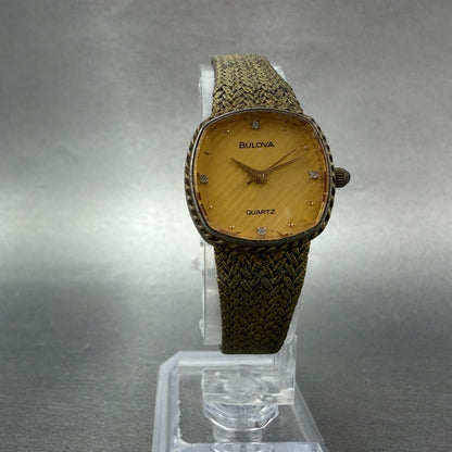 Bulova Watch Women 22mm Champagne Dial Gold Tone Square 9202004 New Battery VTG5