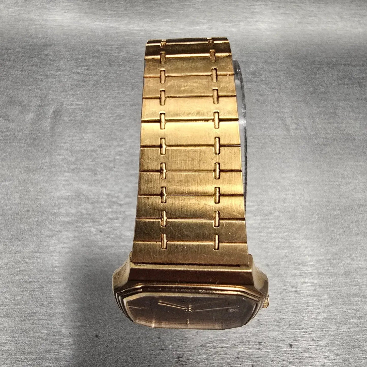 Seiko Watch Men 29mm Gold Dial Gold Tone Date Rectangle 6439-5039 New Battery4
