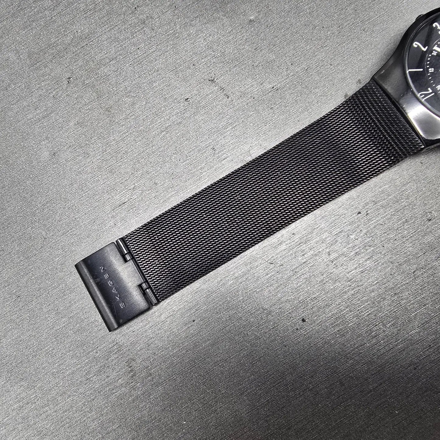 Skagen Denmark Watch Men 37mm Black Dial Titanium Date Round 233XLTMB New Batt J6