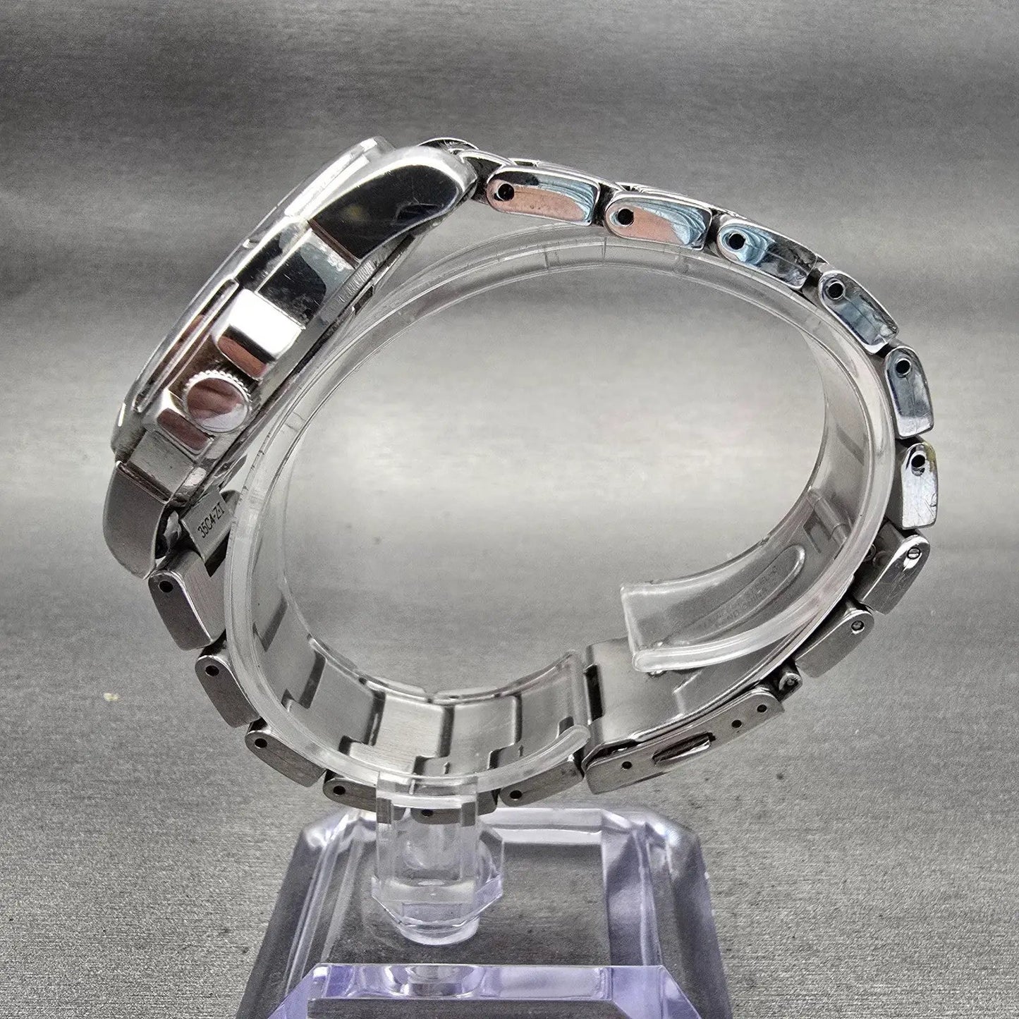 Seiko Solar Watch Men 39mm Black Dial Silver Tone Daydate Round V158-0AD0 Works6