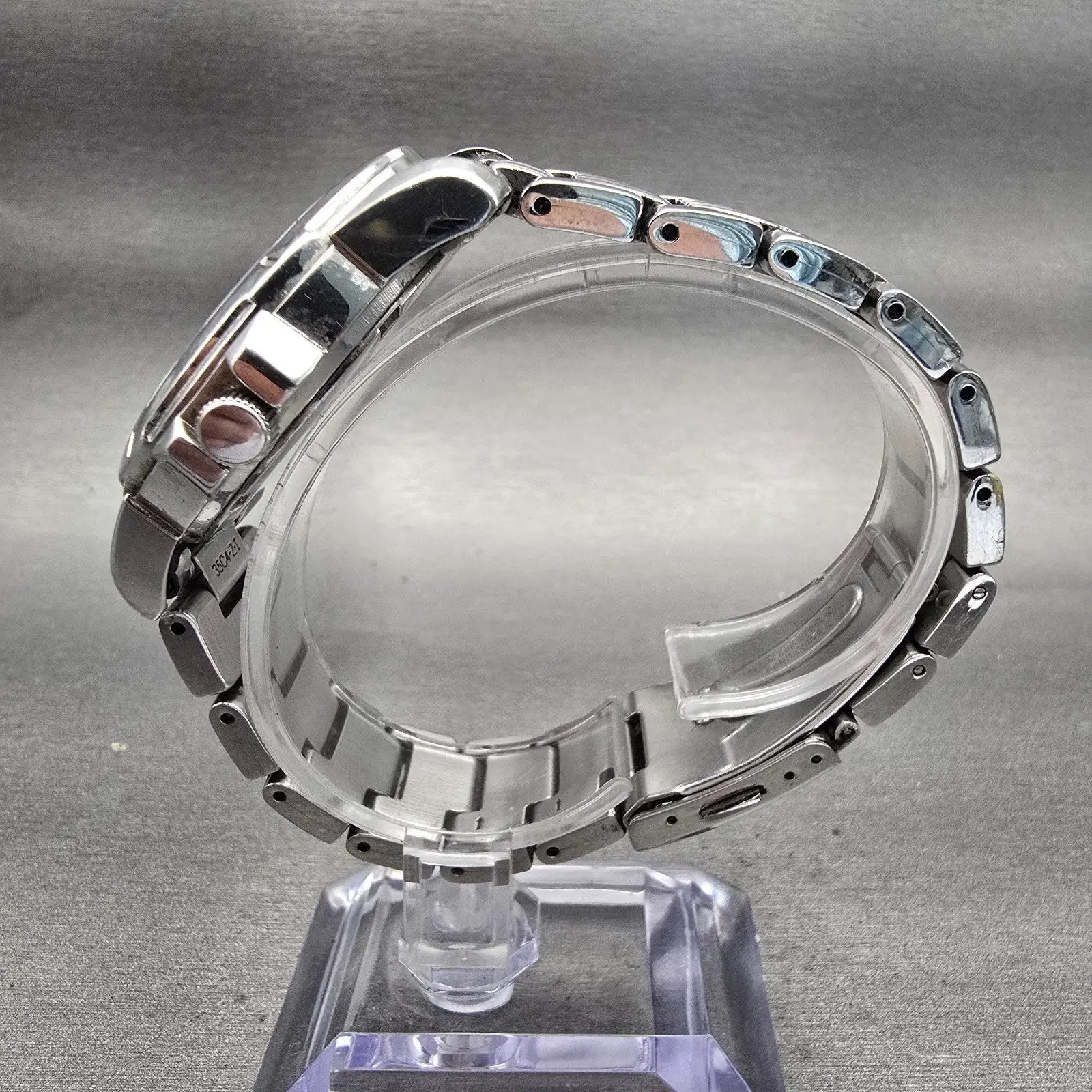 Seiko Solar Watch Men 39mm Black Dial Silver Tone Daydate Round V158-0AD0 Works6