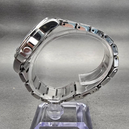 Seiko Solar Watch Men 39mm Black Dial Silver Tone Daydate Round V158-0AD0 Works6