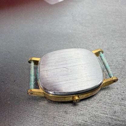 Tissot Stylist Tank Watch Women 22mm Gold Dial Gold Tone Rectangle VTG PARTS9