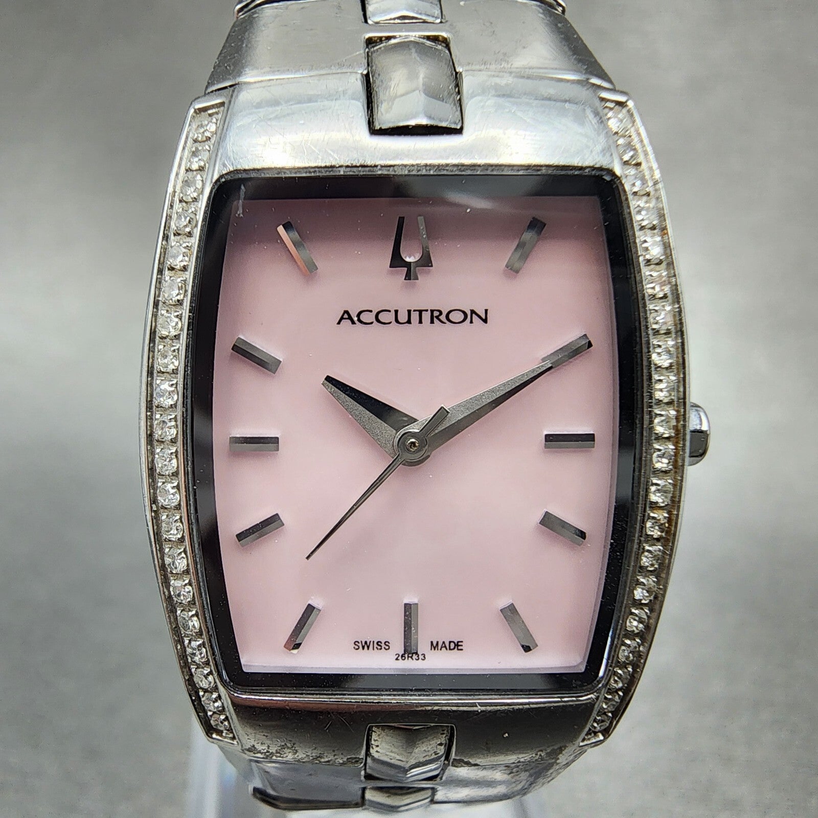 Bulova Accutron Watch Women 22mm MOP Dial Steel NO BACK !!!! 26R33 New Battery1