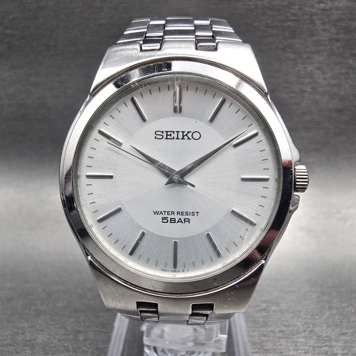 Seiko Watch Men 35mm Silver Dial Silver Tone Round 7N01-0DM0 New Battery  JDM F0