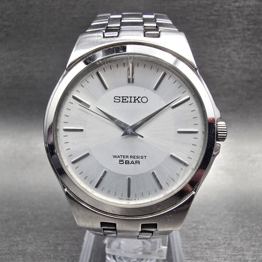Seiko Watch Men 35mm Silver Dial Silver Tone Round 7N01-0DM0 New Battery  JDM F0