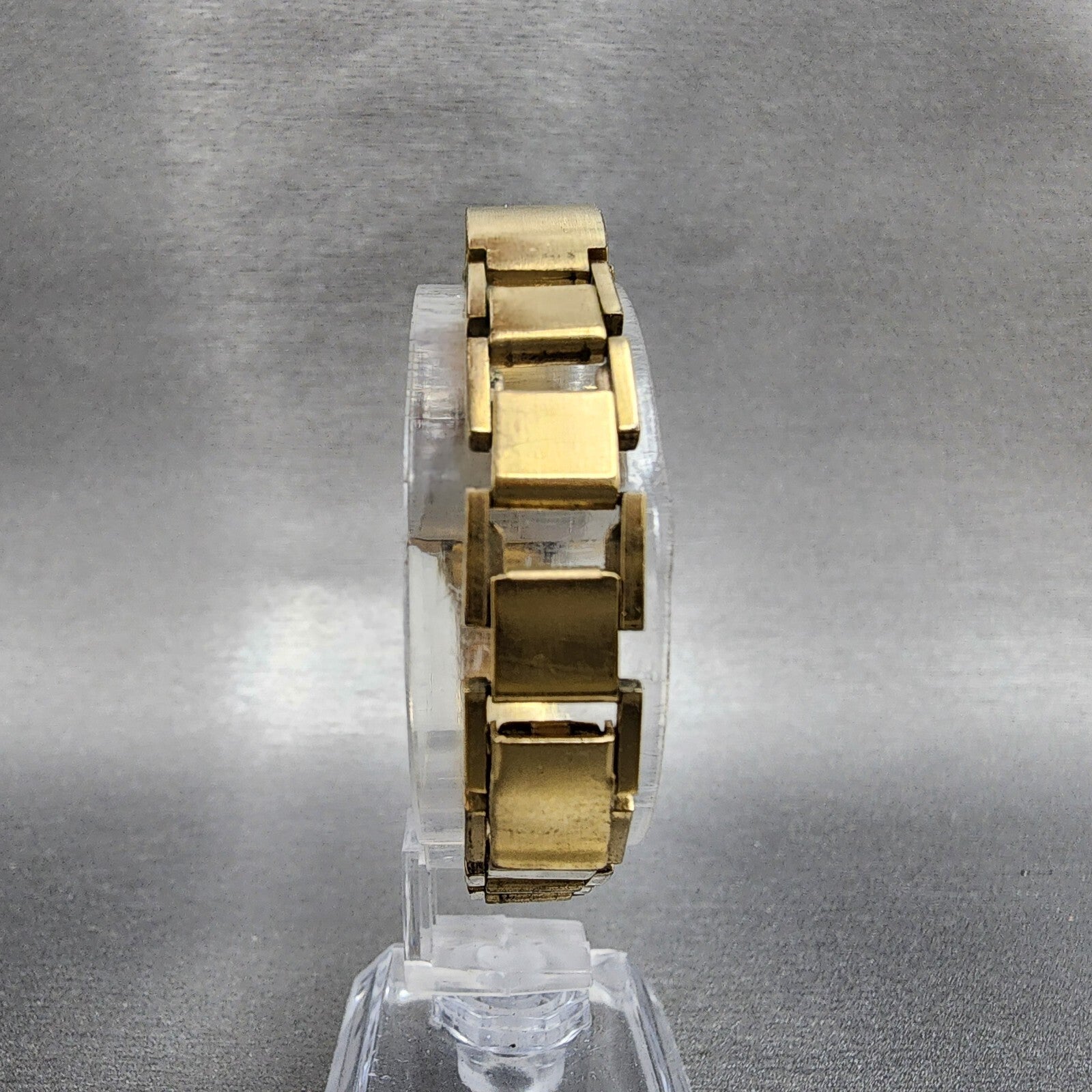 VTG Seiko Watch Women 24mm Black Dial Gold plated Rectangle Manual Wind Runs7