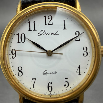 Orient Watch Men 31mm White Dial Gold Tone Round US02-A0 New Battery VTG1