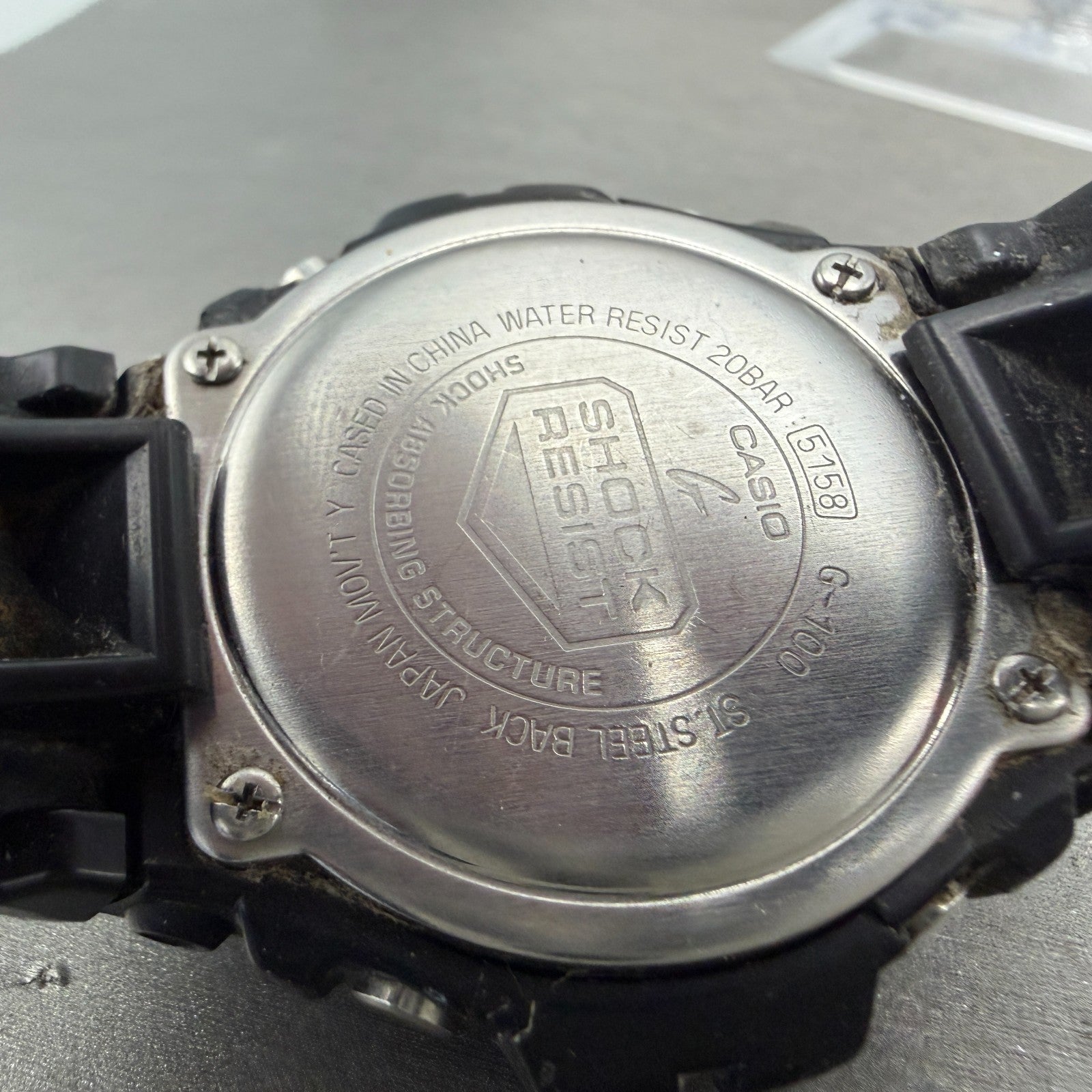 Casio G-Shock G-100Watch Men 48mm Analog Digital Black Tone Round READ! New Batt9