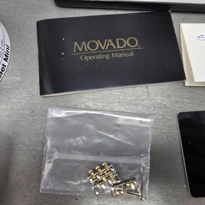 Movado Esperanza Watch Men 33mm Black Dial Two Tone 84.19.861 New Battery VHU14