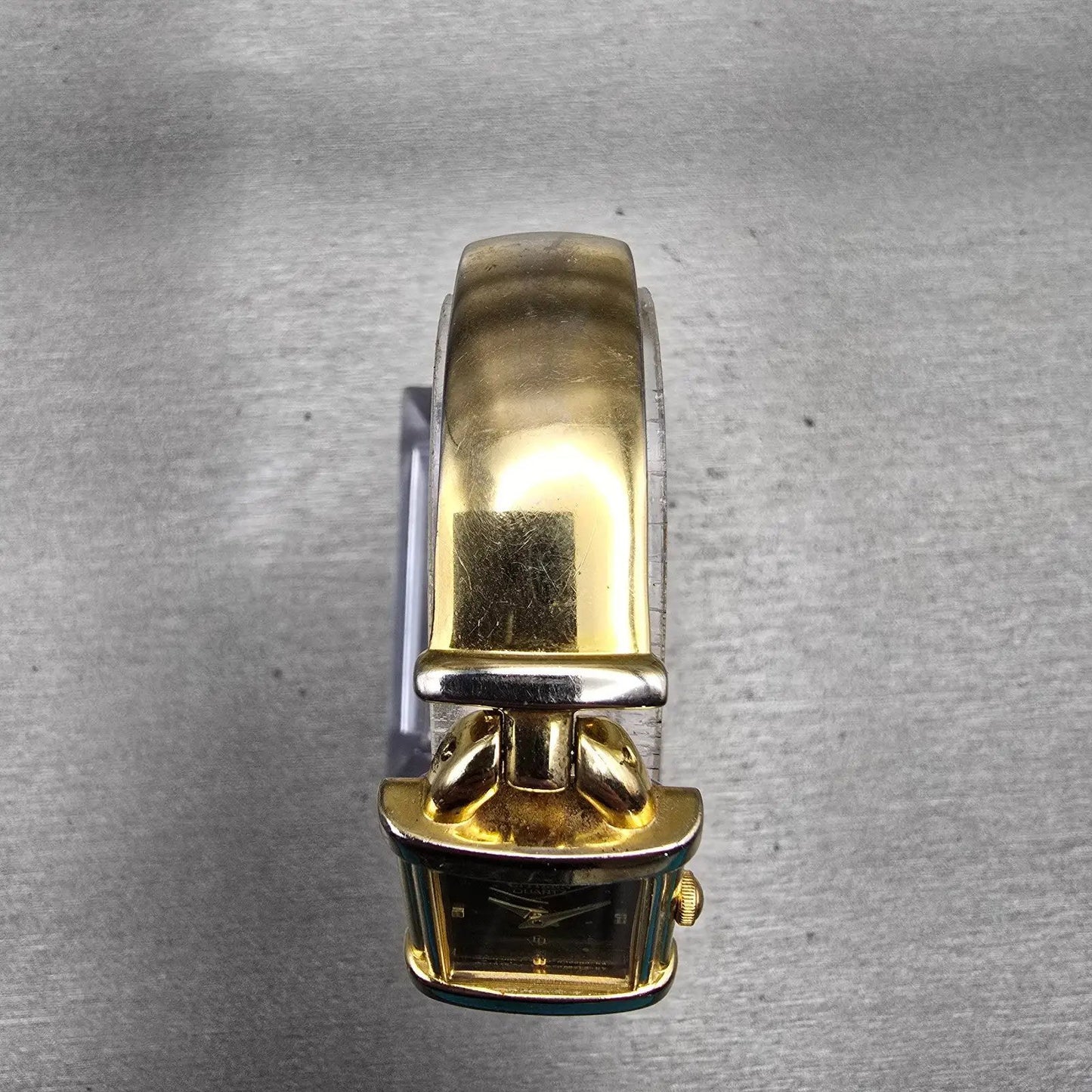 Citizen CQ Watch Women 18mm Black Dial Gold Tone Rectangle 5920-S48465 New Batt4
