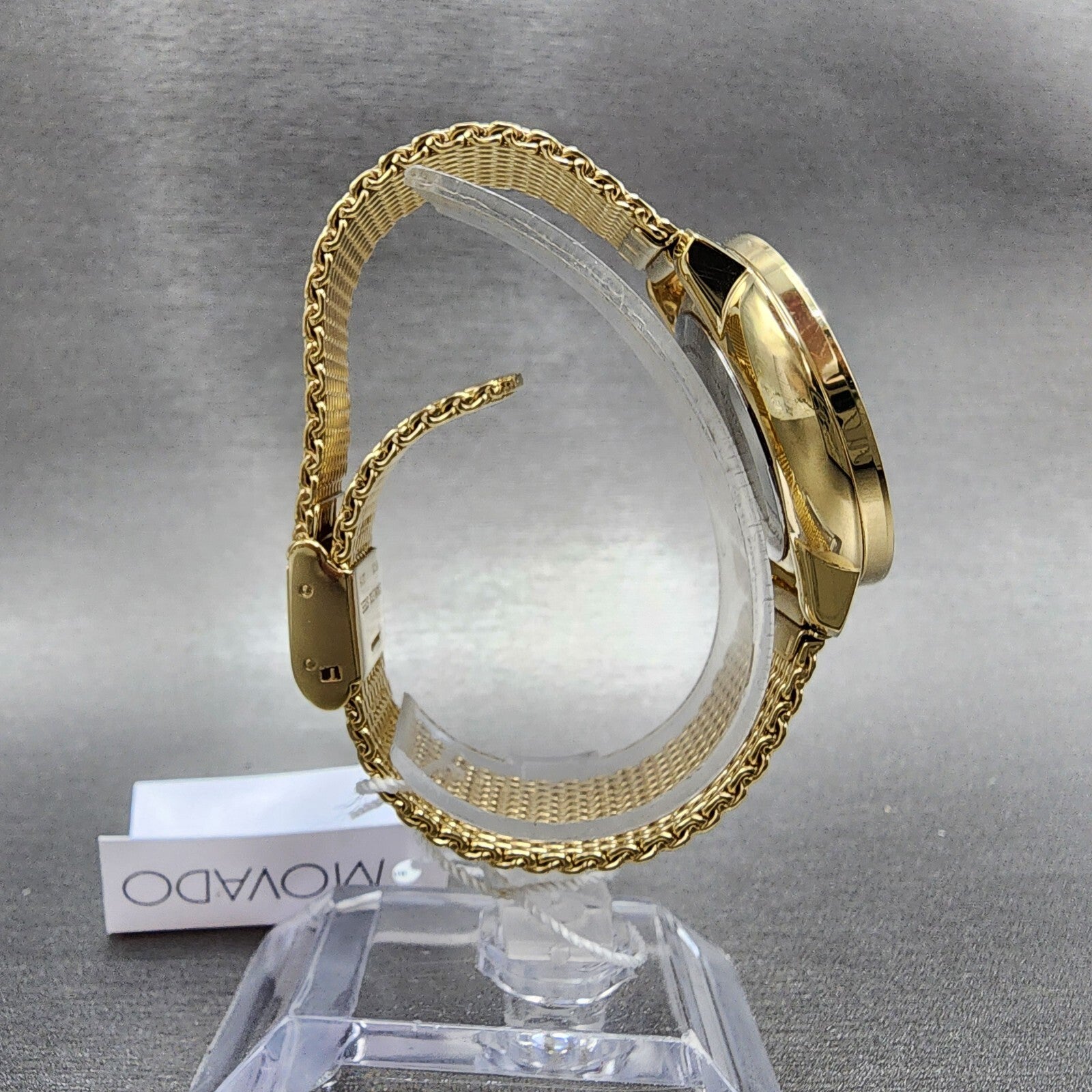 Movado Bold Shimmer Watch Women 34mm Gold Dial Gold Tone Crystal Bezel 36006568
