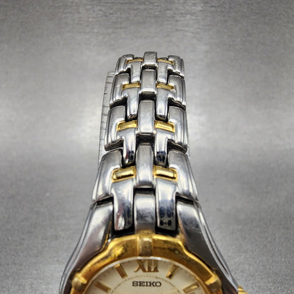 Seiko Watch Women 26mm Champagne Dial Two Tone Date V789-0369 New Battery