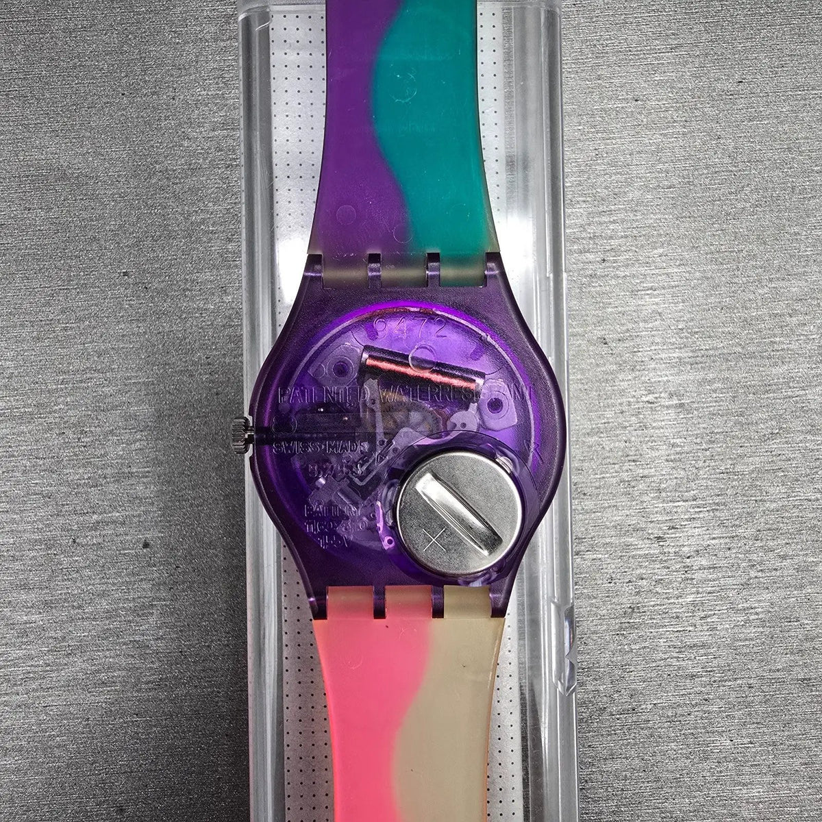 Swatch Scoob-A-Doo Watch Men 34mm Silver Dial Purple Case GV102 New Battery NOS6