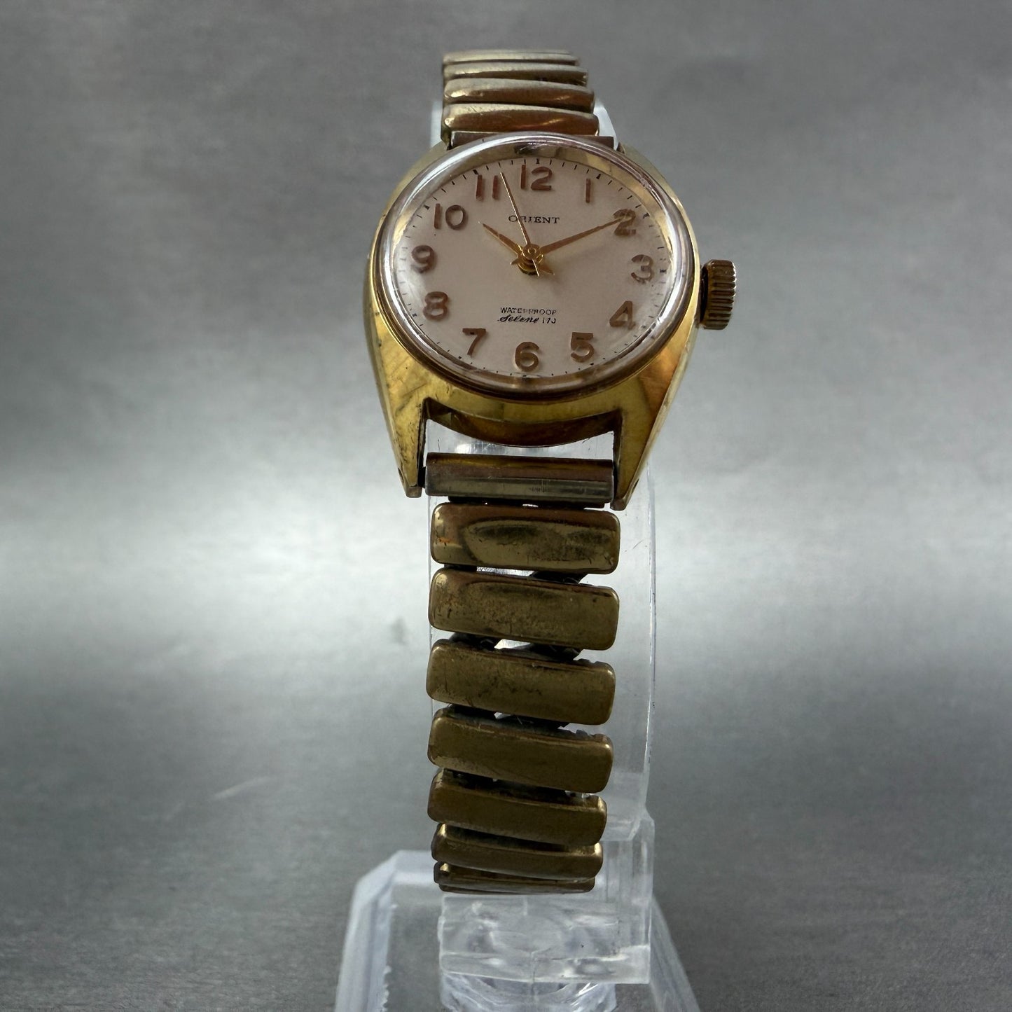 Orient Selene Watch Women White Dial Gold Tone Manual Wind Runs Vintage5