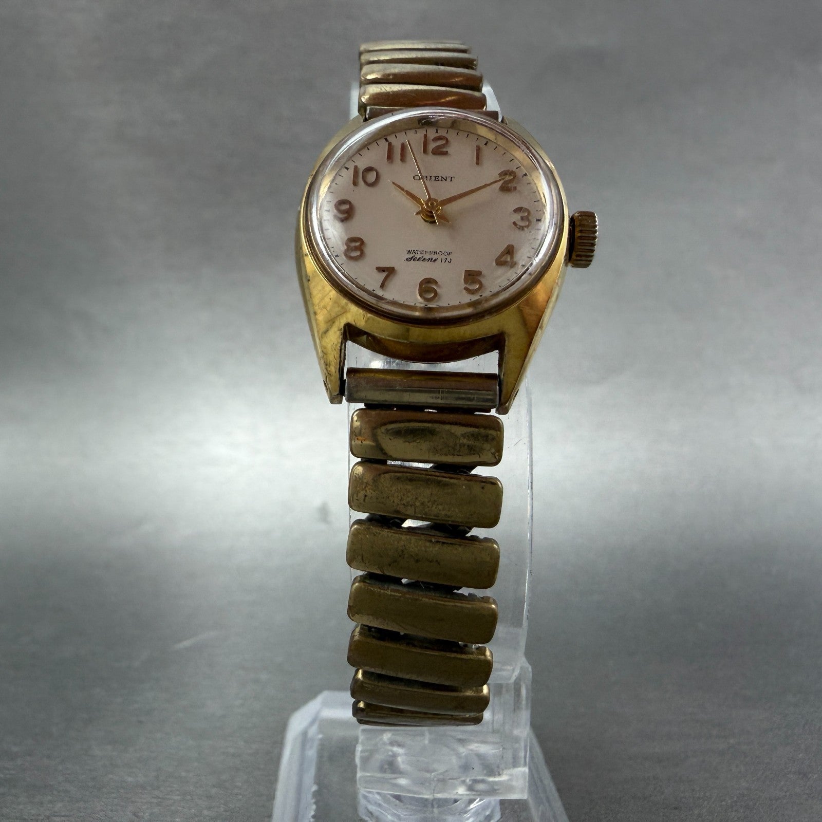 Orient Selene Watch Women White Dial Gold Tone Manual Wind Runs Vintage5