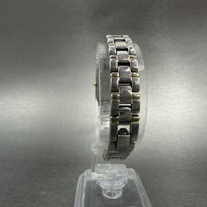 Seiko Tank Watch Women 13mm White Dial two Tone Rectangle V220-0ab0 New Batt OH77