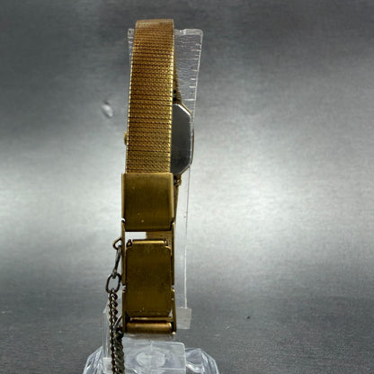 Seiko Watch Women 17mm Champagne Dial Gold Tone Octagon 4N00-5139 New Batt VTG7