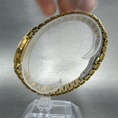 Gucci 3300M Watch Men 33mm Black Dial Gold Tone Round Vintage Bracelet PARTS7