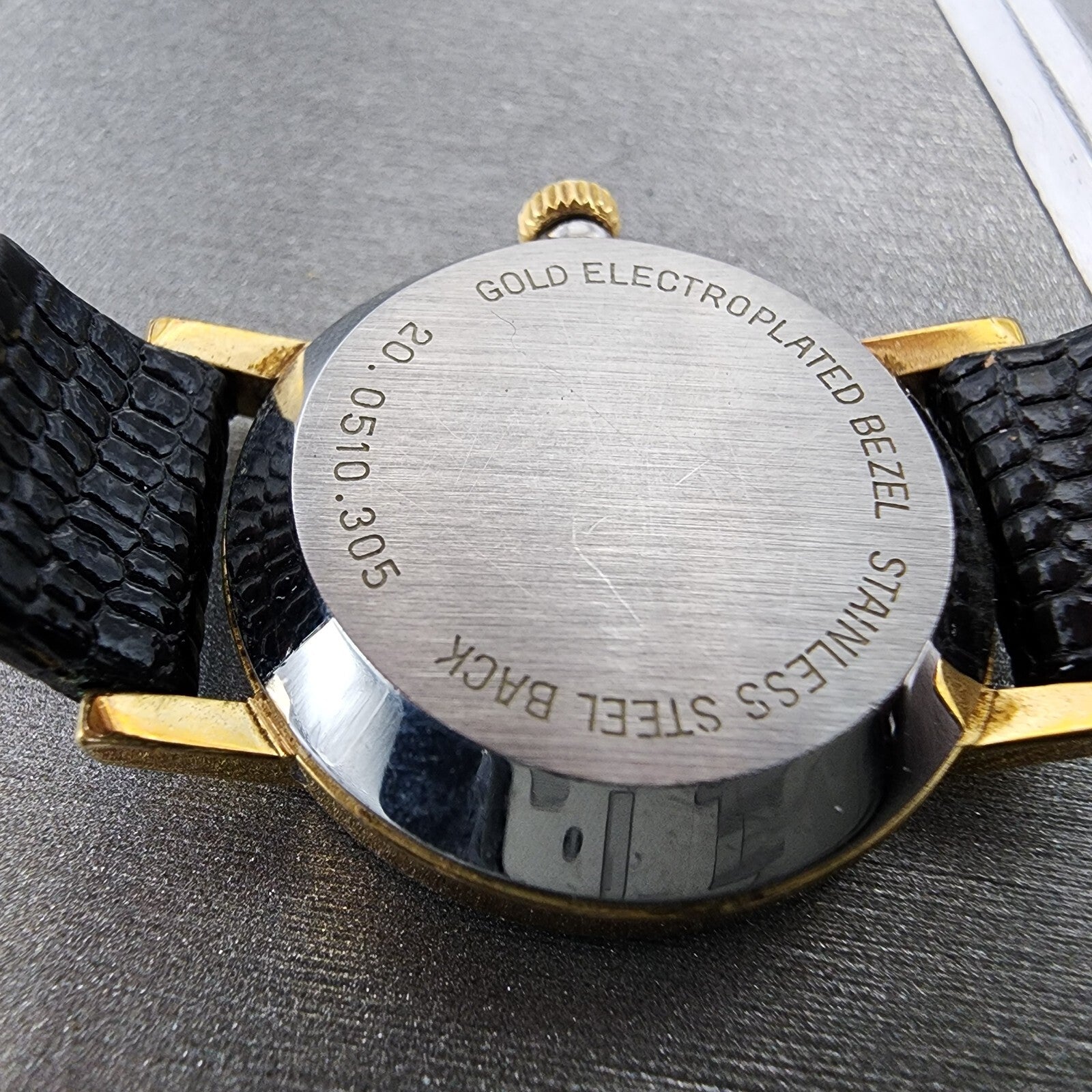 Zenith Movado Watch Women 25mm Black Dial Gold Plated Round Manual Wind Runs9