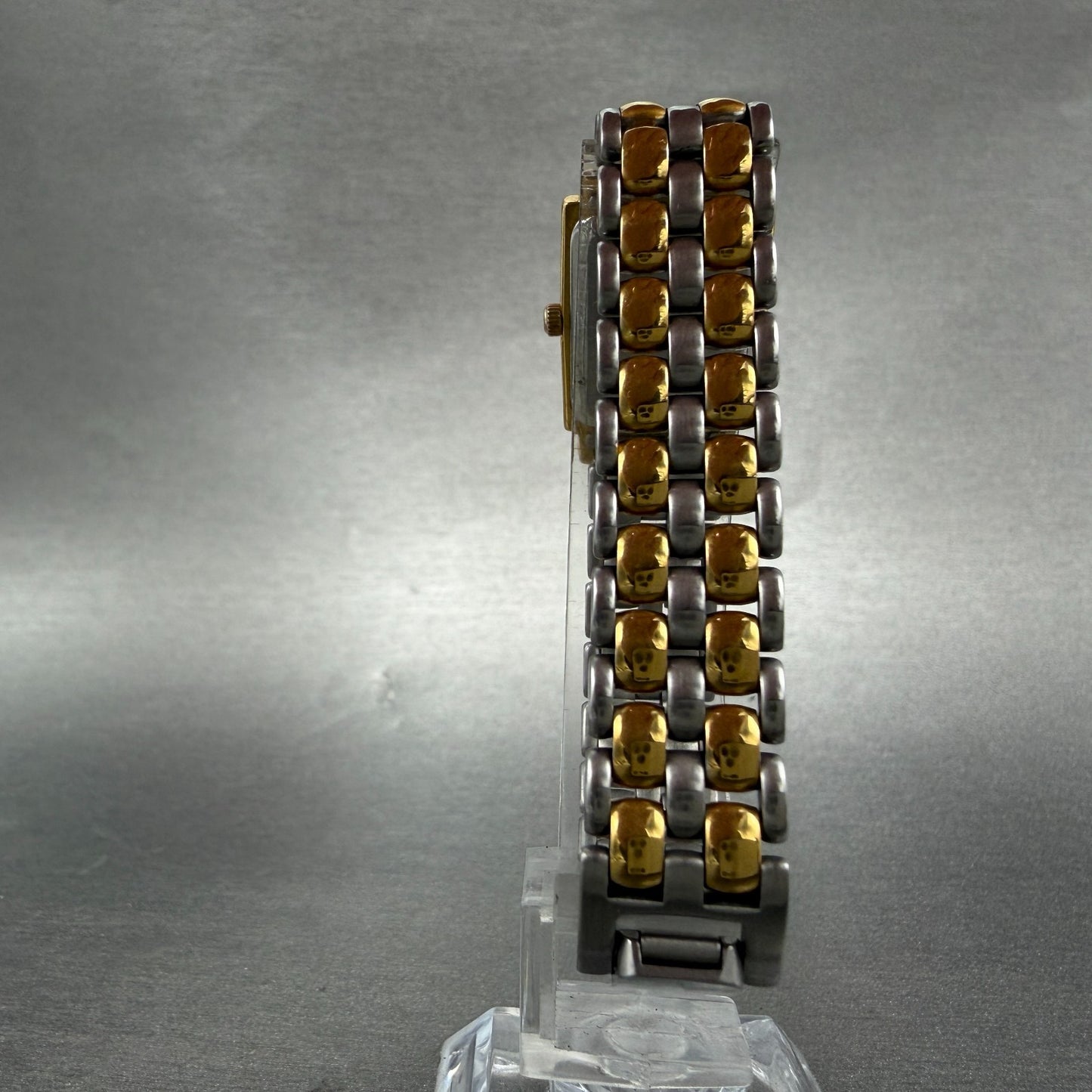 Technos Tank Watch Women 18mm Gold Dial Two Tone  Rectangle New Battery7