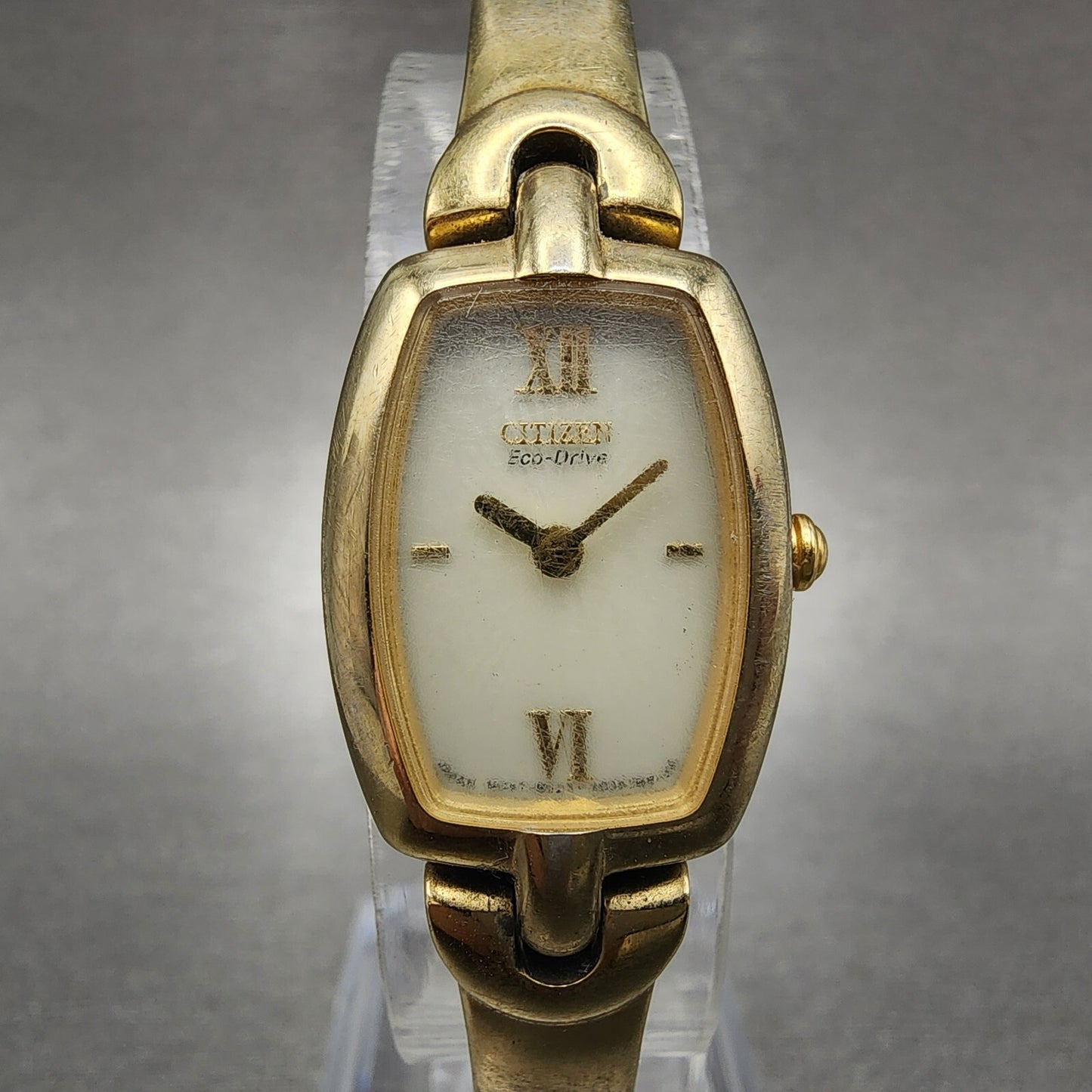 Citizen EcoDrive Watch Women 17mm White Dial Gold Tone B023S023106 Runs0