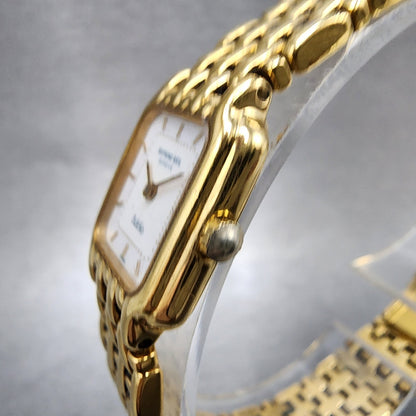 Raymond Weil Fidelio Tank Watch Women 17mm White Dial Gold Tone 3723 New Battery2