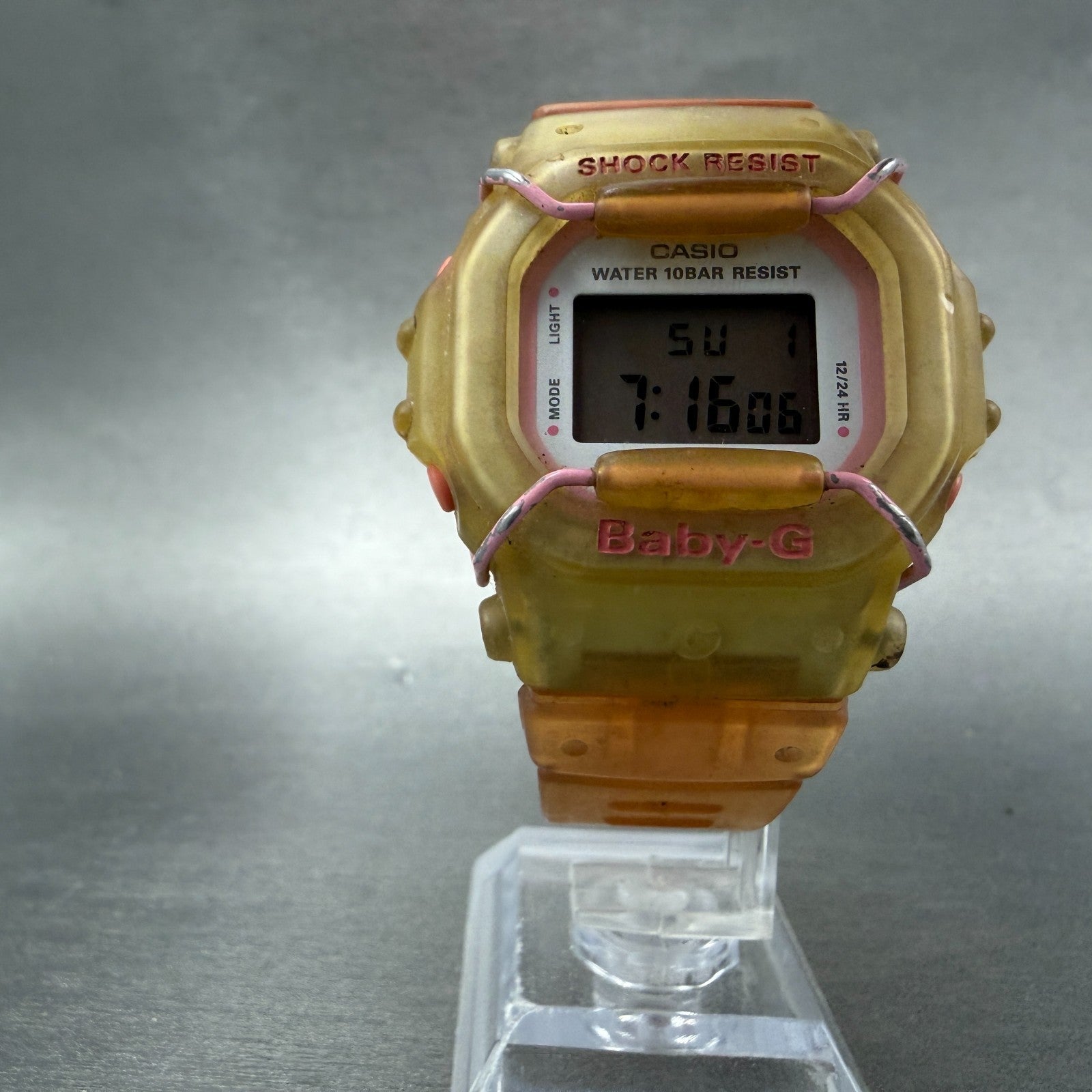 Casio baby G Watch Women 41mm Digital Clear Case Octagon Alarm Chrono New Batt5