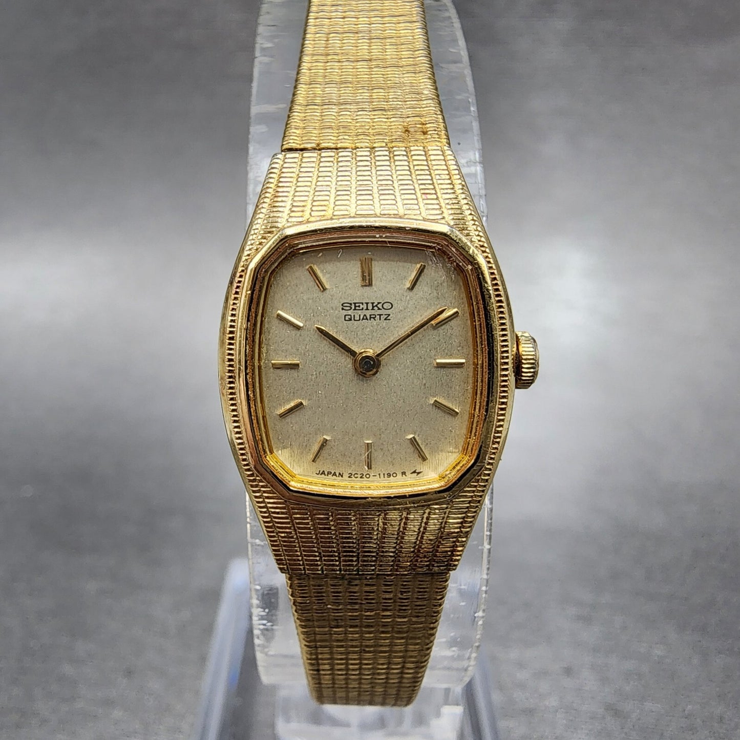 Seiko Watch Women 16mm champange Dial Gold Tone Octagon 2C205569 New Battery0