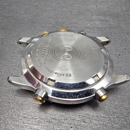 Seiko Sports 150 Chronograph Watch Men 40mm Gray Dial Two Tone Date Round PARTS13