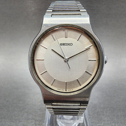 Seiko Watch Men 31mm Silver Dial Silver Tone Round 5p31-6a20 New Battery