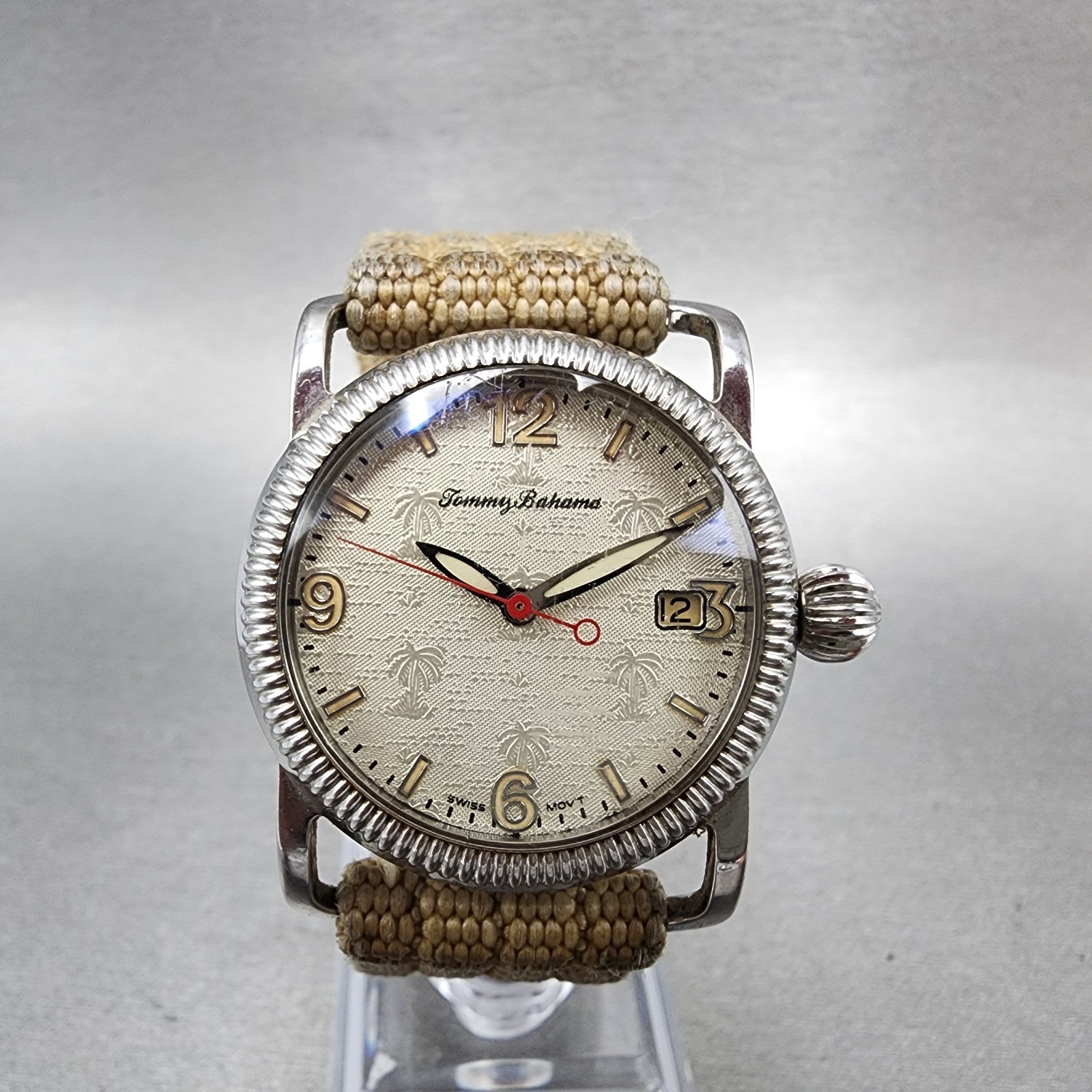 Tommy Bahama Watch Women 33mm Silver Dial Silver Tone Date TB2017 A126 PARTS0