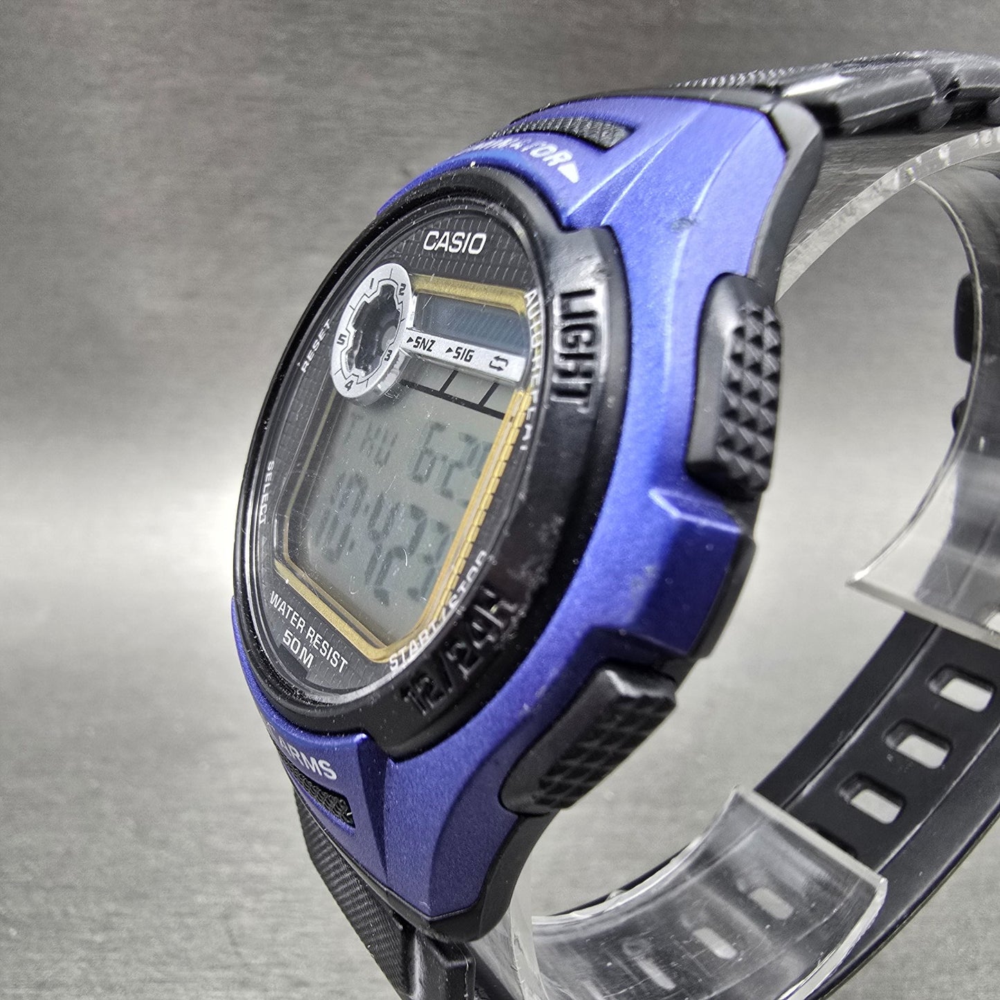 Casio W-213 Watch men 40mm Black Blue Alarm Chronograph Round New Battery2